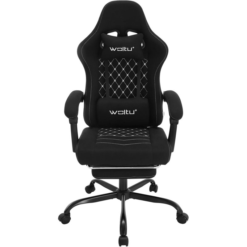17 Stories Adjustable Reclining Swiveling PC & Racing Game Chair, Black/White