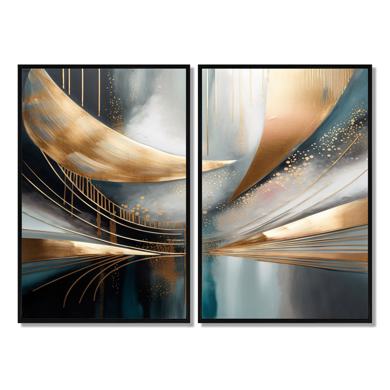 Formes abstraites et lignes V - décoration murale moderne, Black, 36" H x 48" W, Impression encadrée flottante