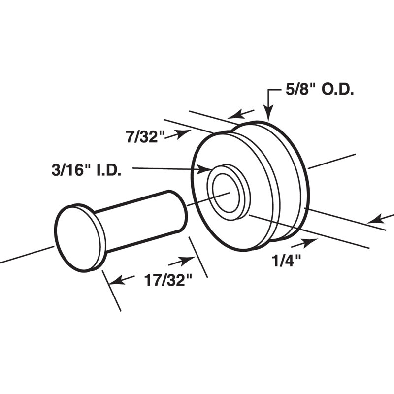 Prime-Line 5/8 in. Sliding Window Roller with Pins, Center Groove Nylon