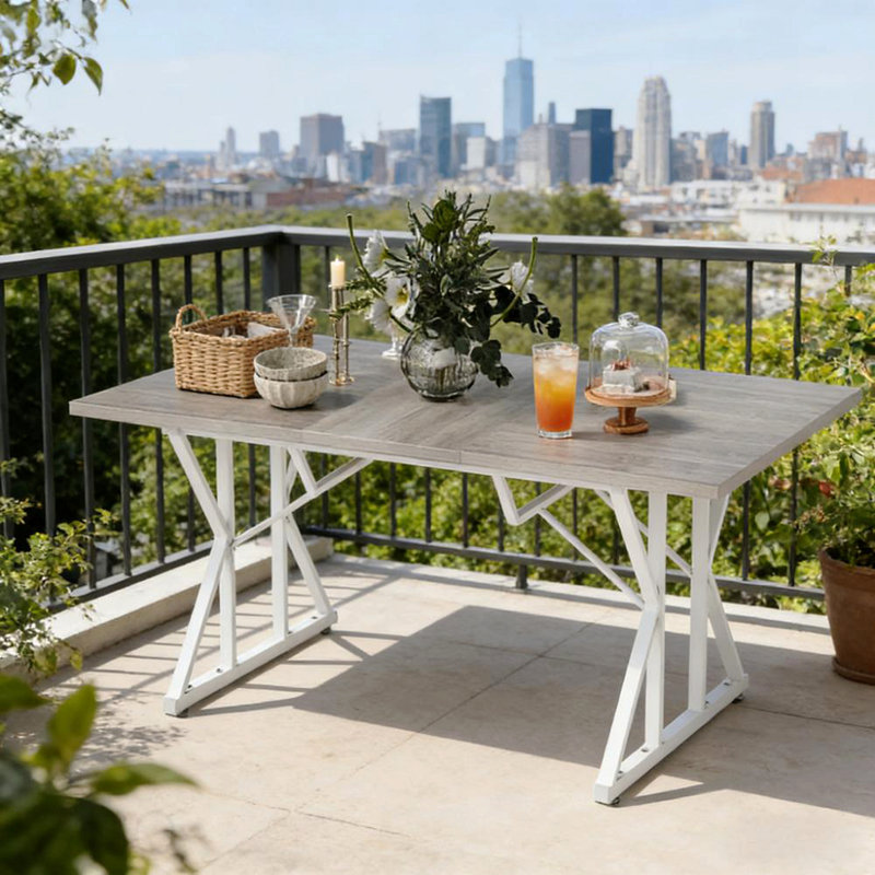 Table de cuisine extensible de style nordique, table de salle à manger extensible, avec base en tréteaux robuste