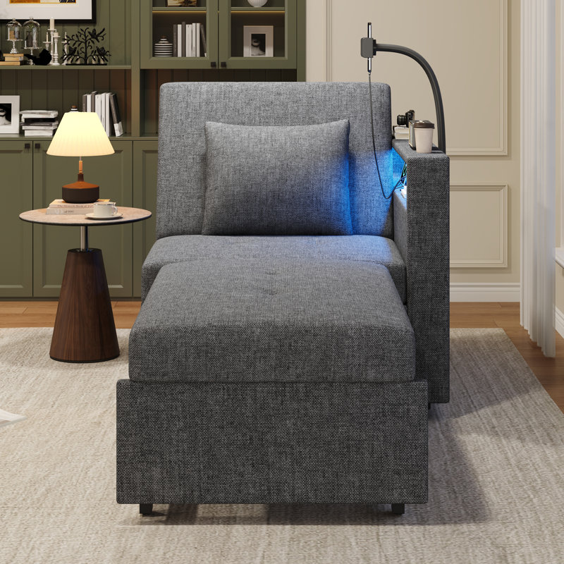 Grey Upholstered Chaise Lounge