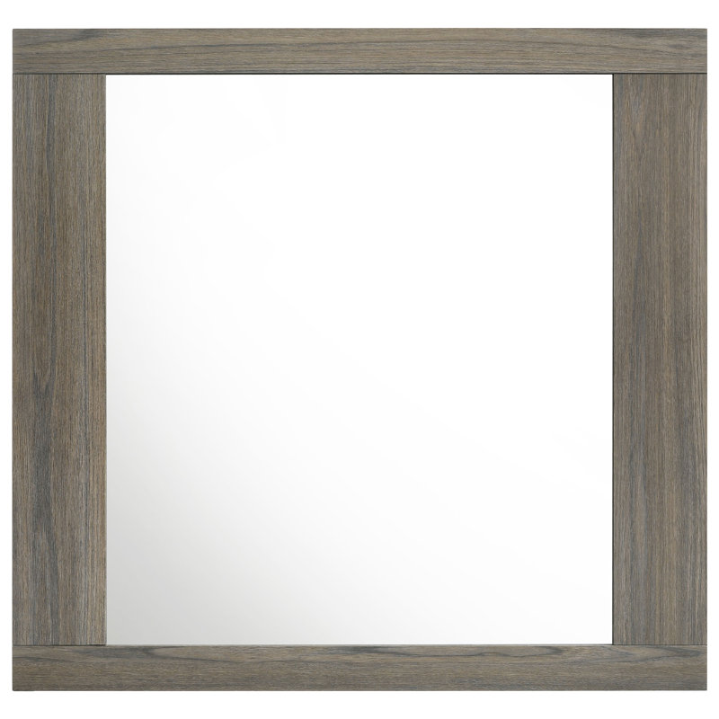 Miroir rectangulaire pour commode Fene, verre plat, mélamine chêne gris 38 pouces