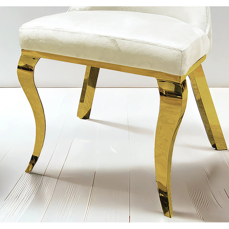 Chaise d'appoint Montie (ensemble de 2), Blanc / Doré