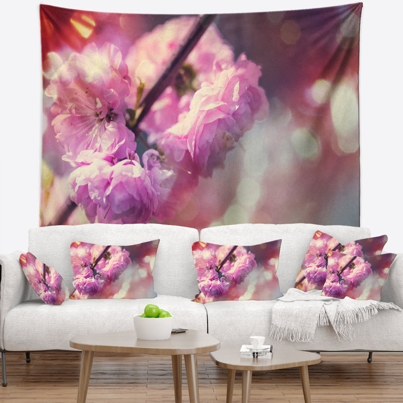 Tapisserie fleurs d’arbre floral magnifique, H 68 po x l 80 po