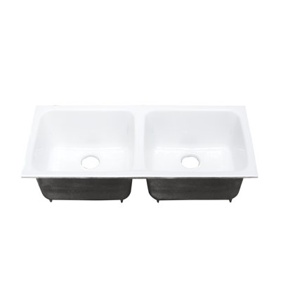 Big Corona 43'' L Undermount Double Bowl Cast Iron Kitchen Sink