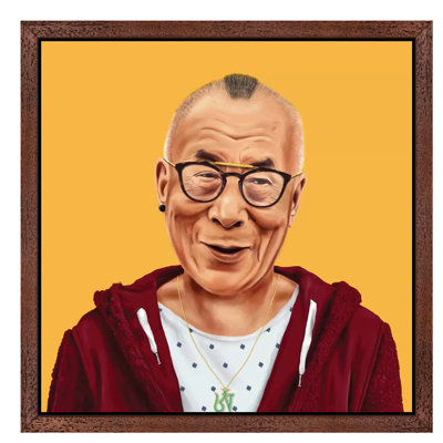 Dalai Lama by Amit Shimoni - Floater Frame Print on Canvas