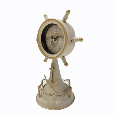 Analog Stainless Steel Quartz Movement / Crystal Tabletop Clock in White