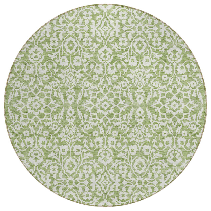 Tapis vert lavable à la machine intérieur / extérieur 1 pi 8 po x 2 pi 6 po ACN920 vert 3 pi x 5 pi, Rond 8 pi
