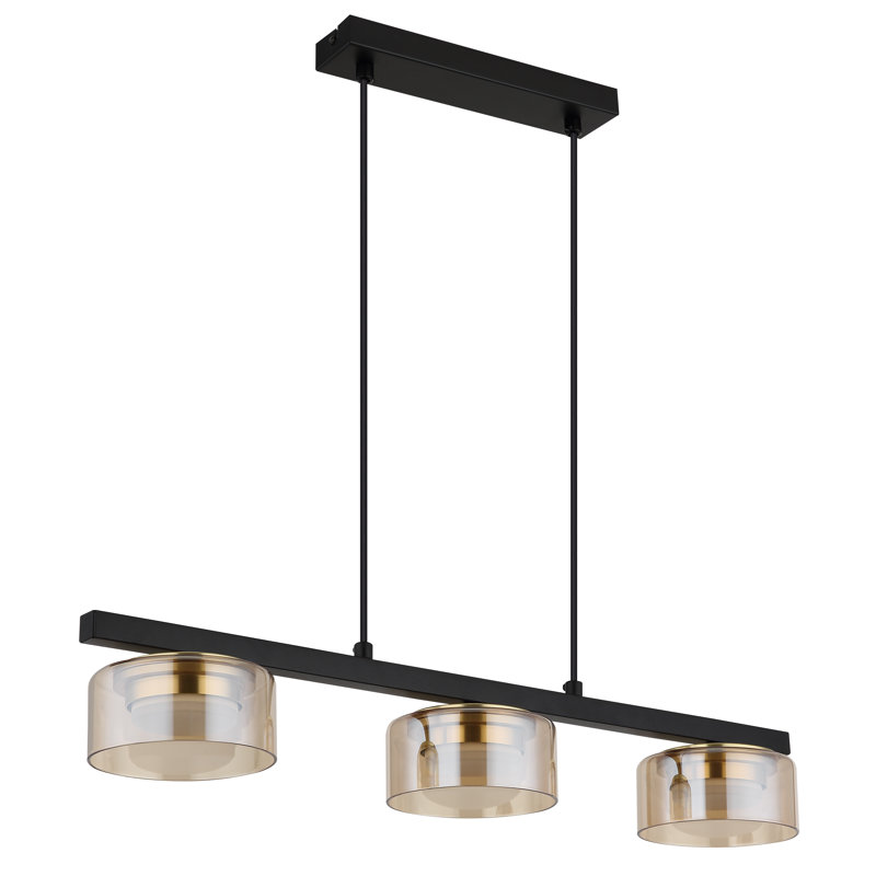 Anell 3 - Light Matte Black Geometric Pendant, Gold