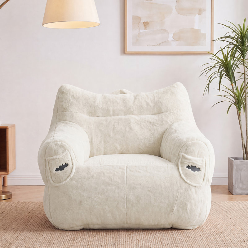 Pouf poire à dossier haut rempli de mousse à mémoire de forme pour adultes et enfants avec poignée de transport, Beige