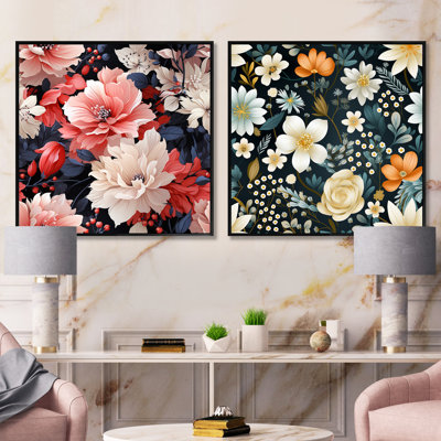 Hann - Ensemble de 2 collages carrés floraux