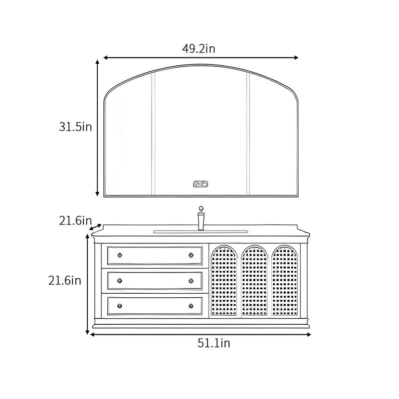 Armoire de salle de bain style français de luxe rétro