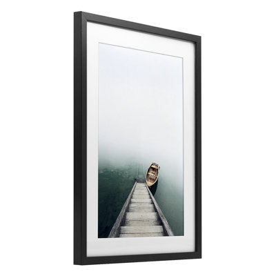 Boat At Bottom Of Stairs Framed Print Under Glass, design by Sisi and Seb