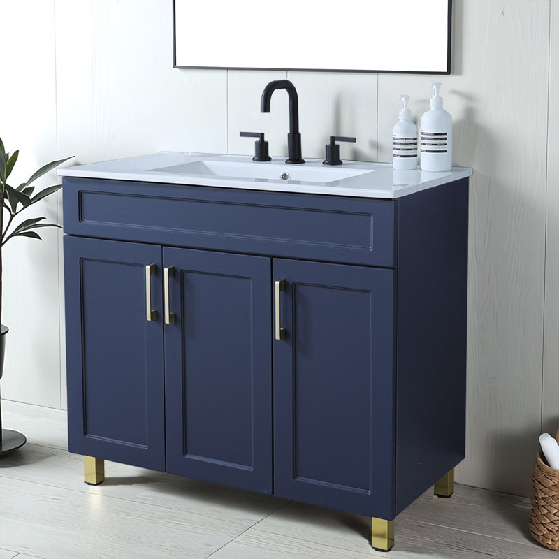 Ensemble de meuble-lavabo simple 36 po bleu