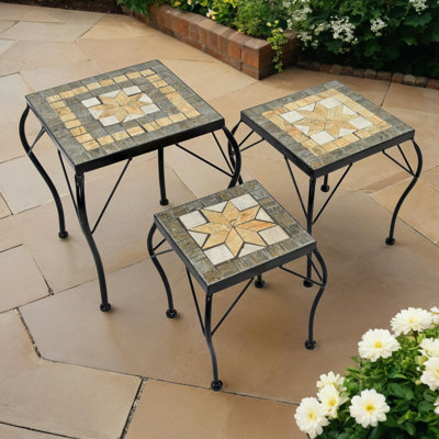 BRAVA 3 Piece Low SQUARE Plantstand Set