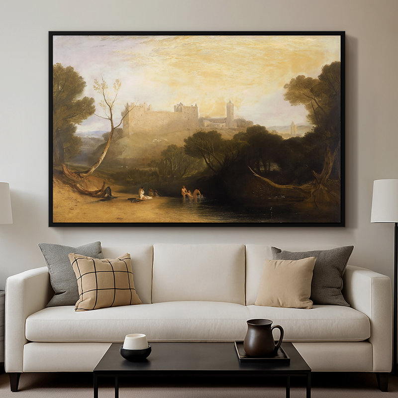 Palais de Linlith, c. 1807-J.M.W. Toile tendue avec châssis Turner, 26 x 40, Noir