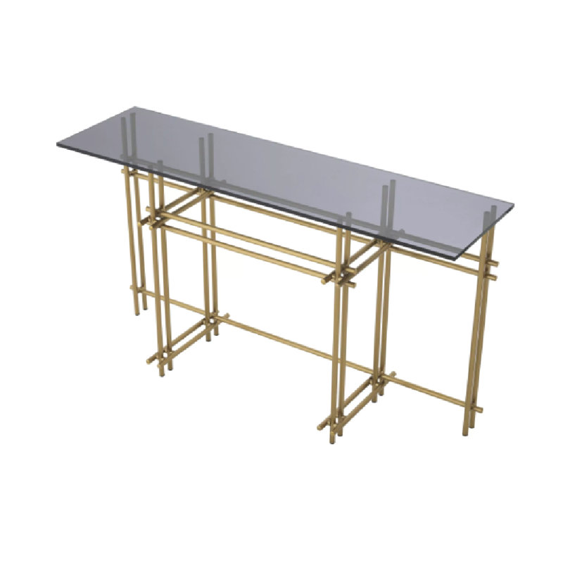 Quinn 52'' W Glass Console Table, Brass
