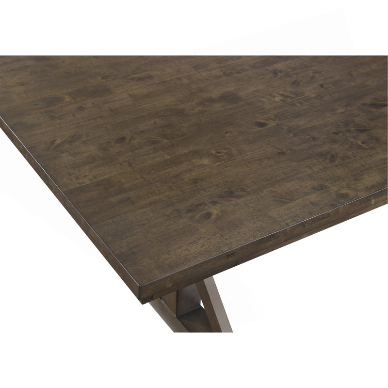 Table de salle à manger à hauteur de comptoir Magnifiquement fabriquée Table de salle à manger Robuste avec base à tréteaux Chaise rembourrée Finition en bois riche Mobilier de salle à manger au charme naturel Brun rustique