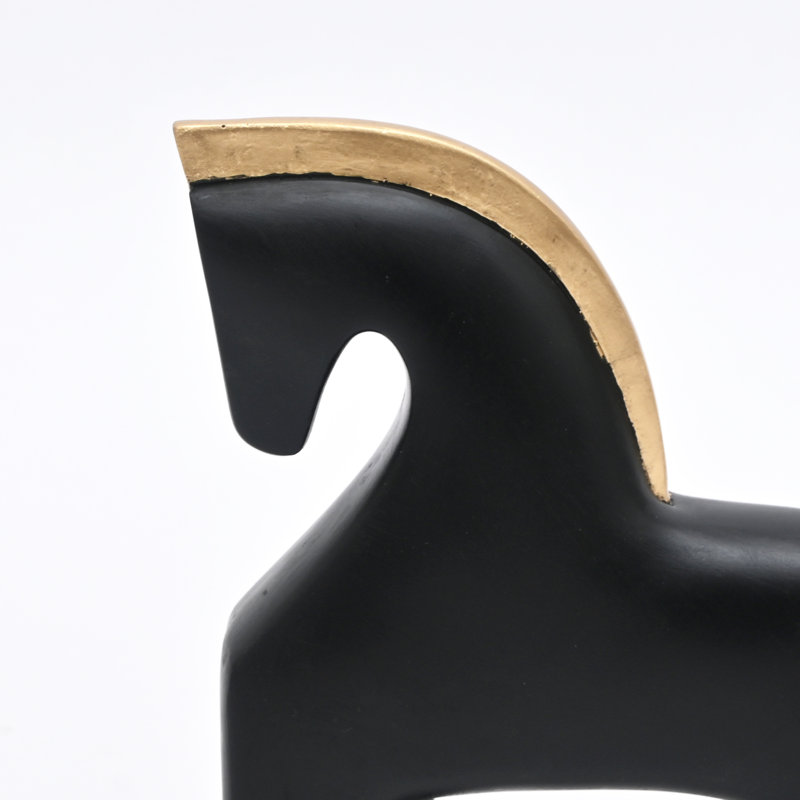 Abstract Horse Sculpture – Black Matte Polyresin Table Décor (20 cm) 