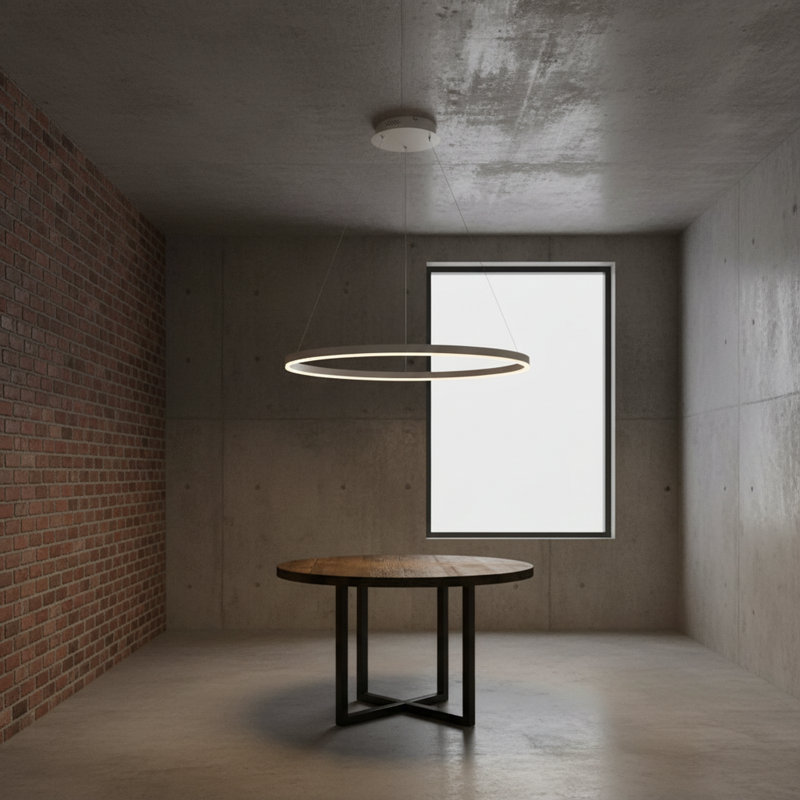 Luminaire suspendu pour îlot de cuisine rond à 1 lumière Stockham, H 3,5 po x l 32 po x P 32 po, Blanc