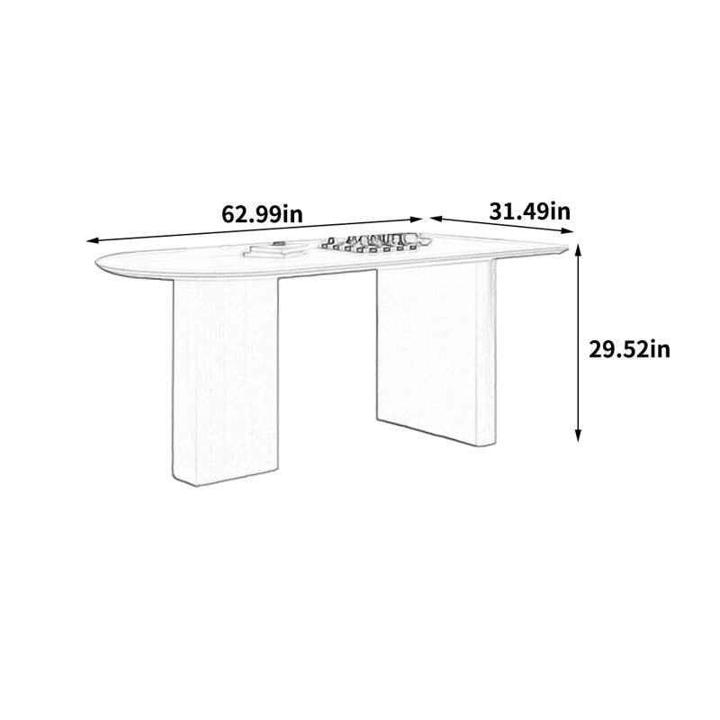 Belle et élégante table de salle à manger Pottorff, H 29,52 po x L 62,99 po x l 31,49 po
