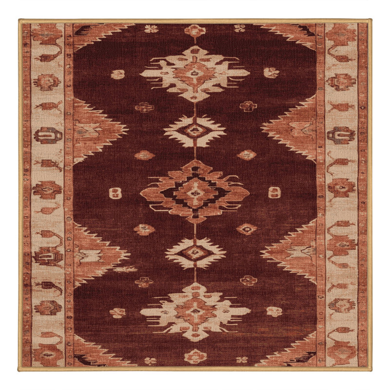 Tapis brun lavable à la machine, Carré 7 pi
