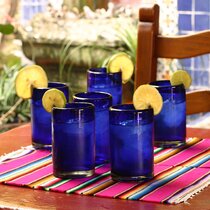 13 oz. Vintage Textured Smoke Blue Drinking Glasses (Set of 6)