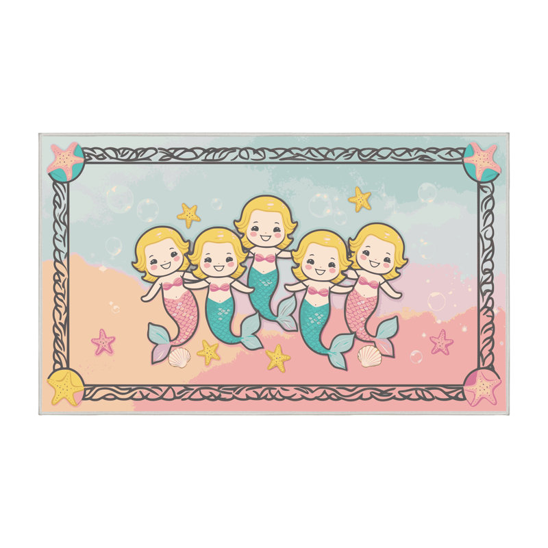 Tapis pour enfants East Urban Home Mermaids, Rectangulaire 3 pi x 5 pi
