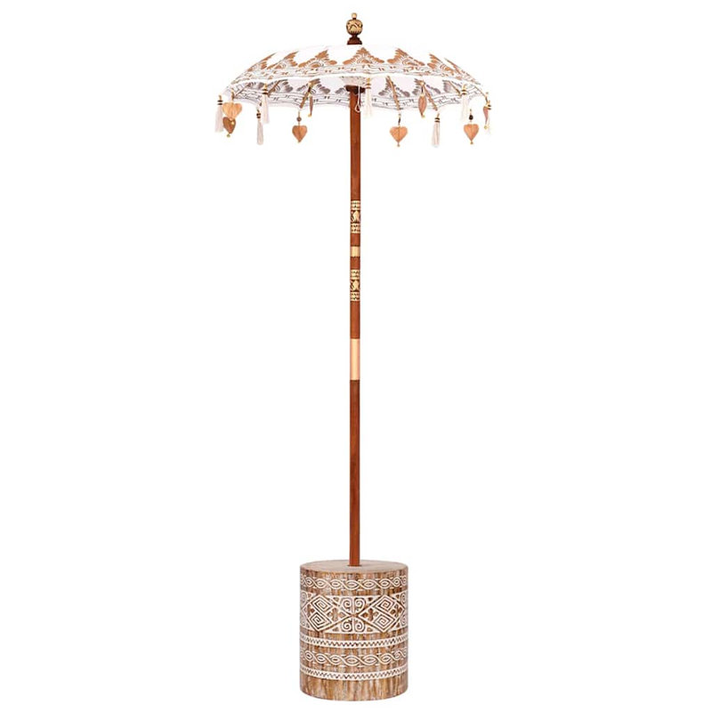 Balinese Parasol Cotton, Solid Wood, Cream, 260cm H x 95cm W x 95cm D