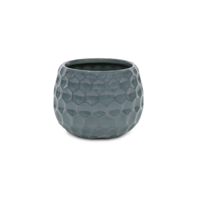 Eddins Handmade Ceramic Pot Planter, Blue, 4" H x 4.25" W x 4.25" D
