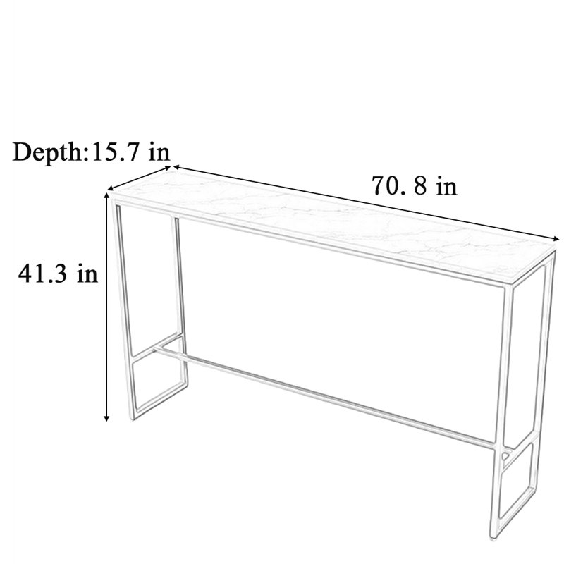 Simple high-legged home bar table, 41.3"H x 70.8"L x 15.7"W