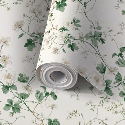 Peel and Stick Wallpaper Contact Paper Vintage Botanical Floral Vine Seamless Repeat Design Self Adhesive and Removable 24in x 118in(60x300cm)