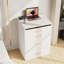 Meuble-lavabo de 23,6 po de largeur avec tabouret de rangement éclairé, plateau de maquillage 3 en 1 avec verre visible, éclairage DEL et prise de courant, 3 tiroirs et tabouret rembourré