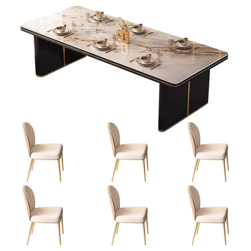 Table de salle à manger haut de gamme légère et luxueuse, H 29,5 po x L 62,9 po x l 31,4 po