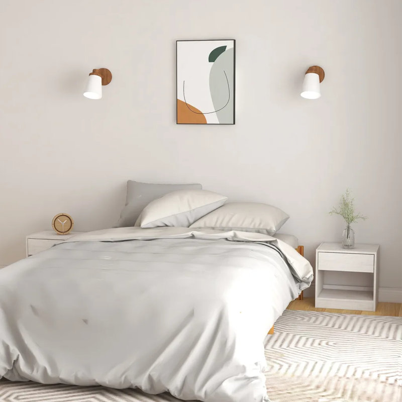 Giggetts 40cm W Solid Wood Bedside Table, White, 2