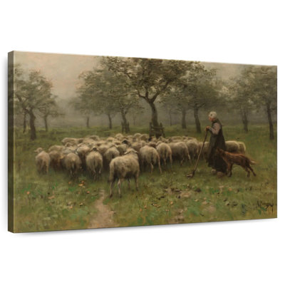 Shepherdess With A Flock Of Sheep