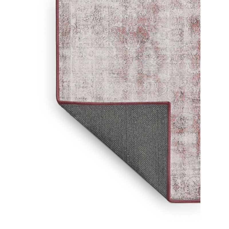 Tapis gris/rose traditionnel Baldev, Rectangle 5 pi x 7 pi