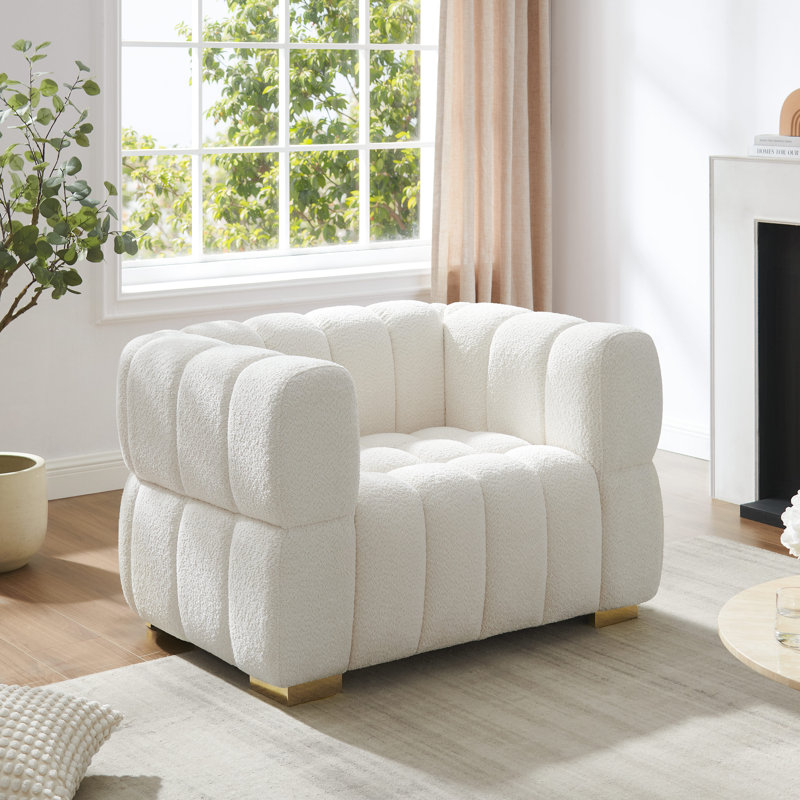 Fauteuil d'appoint 47,6 po capitonné Boucle, White
