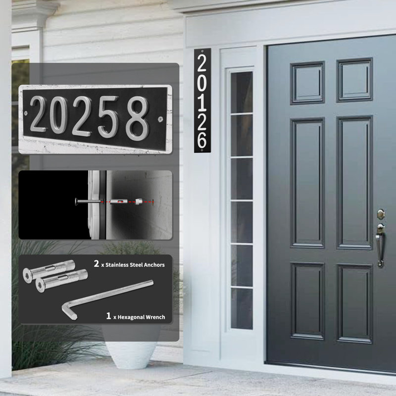 Colourtree Personalized 4-Digit Flush Mount House Numbers Horizontal Street Address Wall Plaque – Custom Horizontal Outdoor Home Sign
