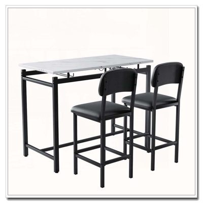 Ensemble de table de bar 3 pièces avec chaises rembourrées moelleuses et design moderne