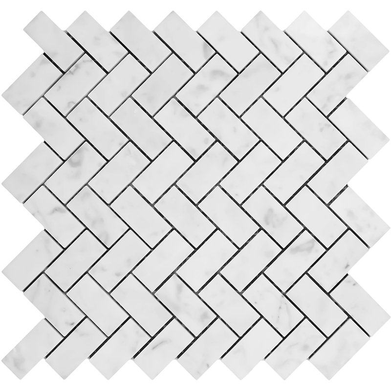 Carrara 1" x 2" Marble Herringbone/Chevron Mosaic Wall & Floor Tile