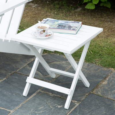 Blohm Wood Side Table Adirondack Design Small Folding End Tables for Outdoor Patio, Porch, White