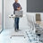 White Portable Adjustable Rolling Laptop Table Stand with Wheels