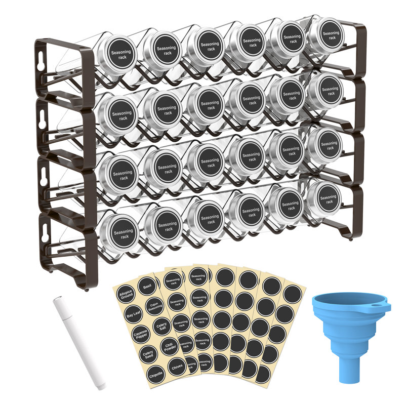 Ensemble de pots et support à épices empilables 24 pots, Bronze