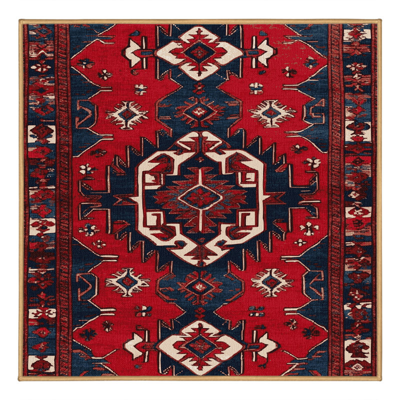 Tapis brun turc lavable à la machine, Carré 4 pi