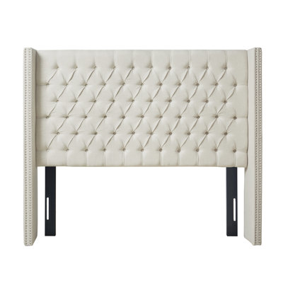 Ashwin Upholstered Wingback Headboard - Button Tufting & Nailhead Trim