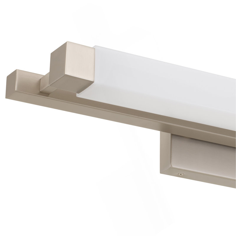 Barre d'éclairage de salle de bain à DEL intégrée en nickel brossé 26 pouces, H 4,5 po x l 26 po x P 6,38 po, Nickel brossé