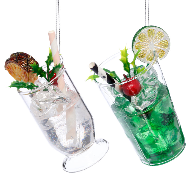 Ornement en verre à cocktail, ensemble de 6 - 4 à 5 pouces