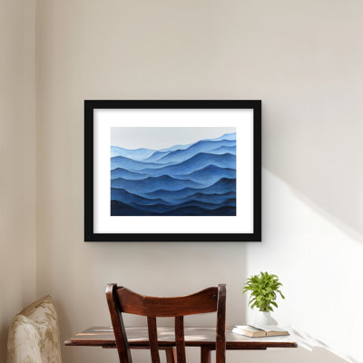 Océan bleu - décor minimaliste encadré mat