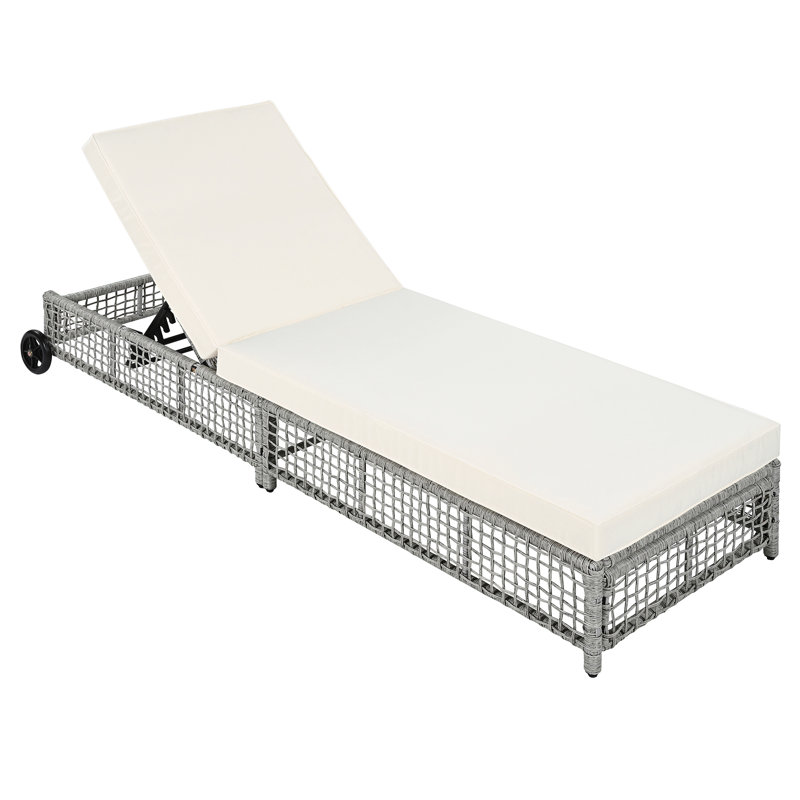 Chaise longue d'extérieur Solara avec dossier réglable à 5 positions, structure en rotin, Gris